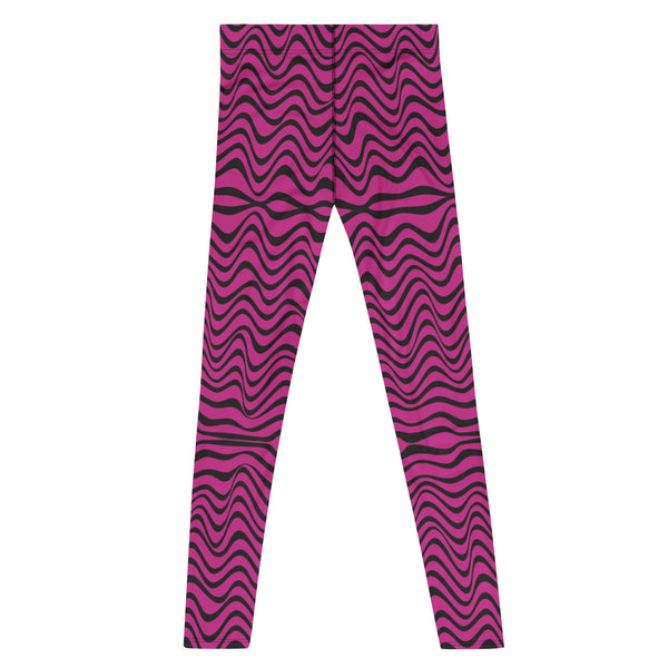 Hot Pink Wavy Meggings, Best Curvy Men's Leggings, Great Wave Abstract Pattern Designer Print Sexy Meggings Men's Workout Gym Tights Leggings, Men's Compression Tights Pants - Made in USA/ EU/ MX (US Size: XS-3XL) Patterned&nbsp;Leggings For Men, Tights Workout, Men's Compression Pants, Mens Festival Leggings, Mens Leggings Fashion, Mens Tights