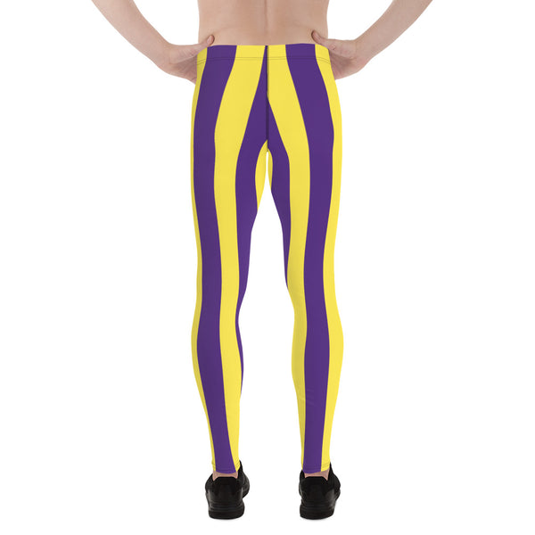 Yellow Purple Striped Men's Leggings