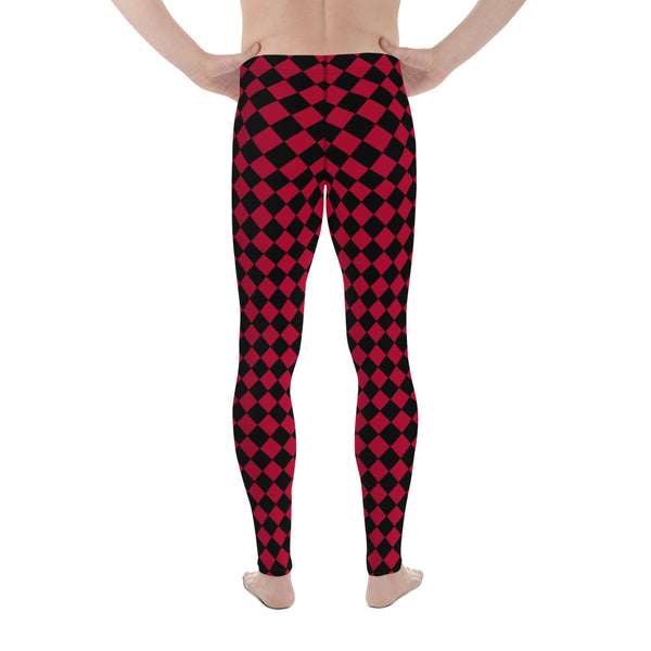 Black Red Checked Men's Leggings