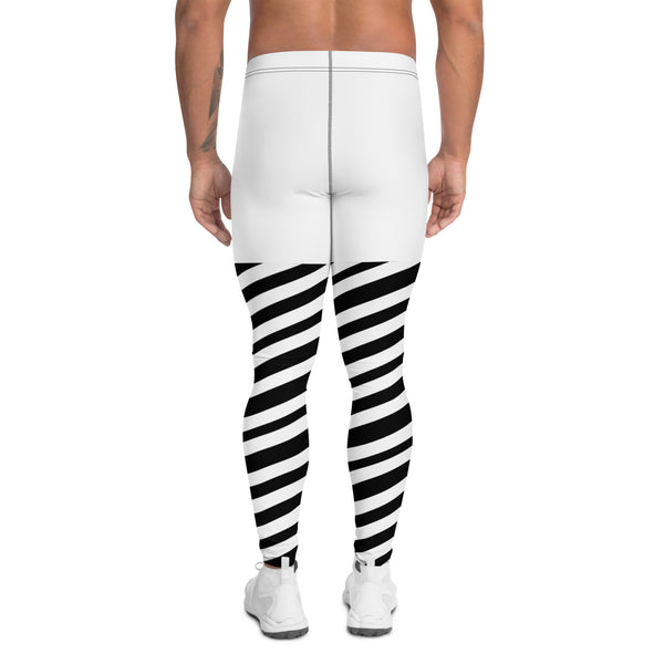 White Striped Men's Leggings