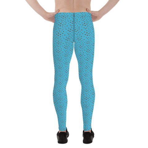 Blue Grey Dotted Men's Leggings, Dots Pattern Abstract Designer Print Sexy Meggings Men's Workout Gym Tights Leggings, Men's Compression Tights Pants - Made in USA/ EU/ MX (US Size: XS-3XL)&nbsp;