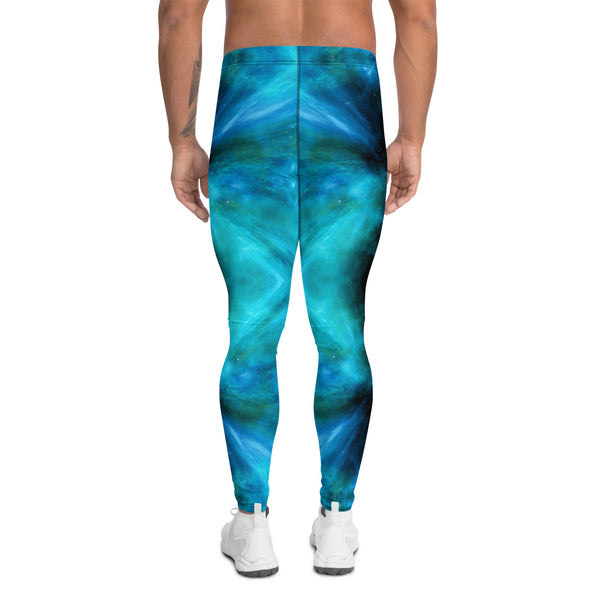 Blue Space Men's Leggings, Colorful Best Mens Galaxy Space Lightning Storm Pants, Thunder Lightning Leggings For Men-Made in USA/EU/MX (US Size: XS-3XL) Lighting Abstract Designer Print Sexy Meggings Men's Workout Gym Tights Leggings, Men's Compression Tights Pants&nbsp;&nbsp;