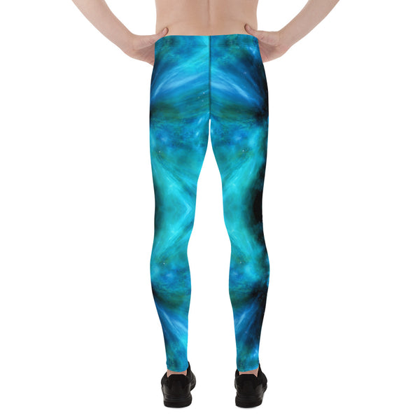 Blue Space Men's Leggings, Colorful Best Mens Galaxy Space Lightning Storm Pants, Thunder Lightning Leggings For Men-Made in USA/EU/MX (US Size: XS-3XL) Lighting Abstract Designer Print Sexy Meggings Men's Workout Gym Tights Leggings, Men's Compression Tights Pants&nbsp;&nbsp;