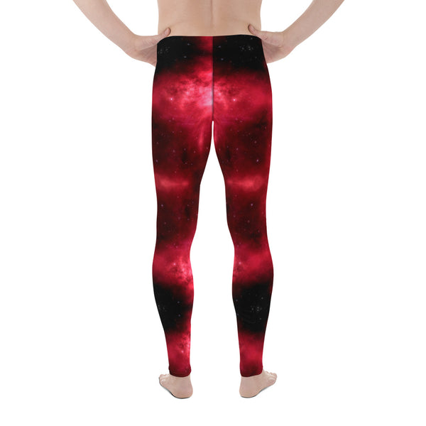 Hot Red Lightning Men's Leggings, Mens Lightning Storm Pants, Thunder Lightning Leggings For Men-Made in USA/EU/MX