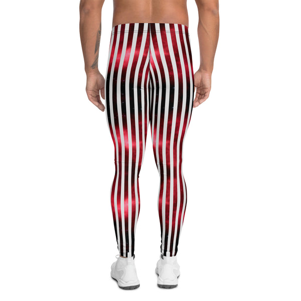 White Striped Red Men's Leggings