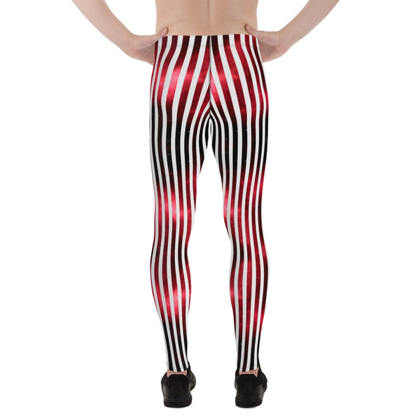 White Striped Red Men's Leggings