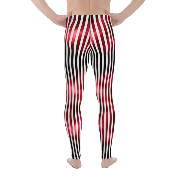 White Striped Red Men's Leggings