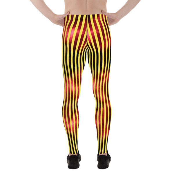 Yellow Red Striped Men's Leggings