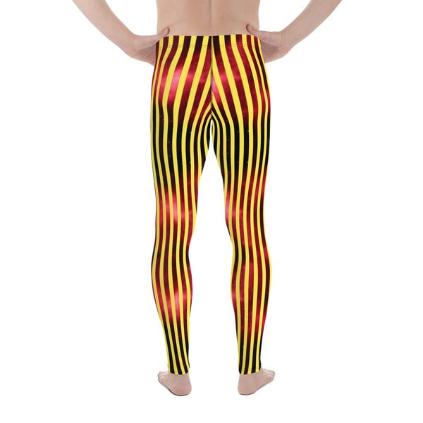 Yellow Red Striped Men's Leggings