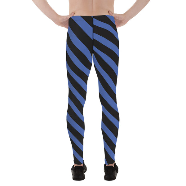 Blue Diagonal Striped Meggings, Best Men's Leggings