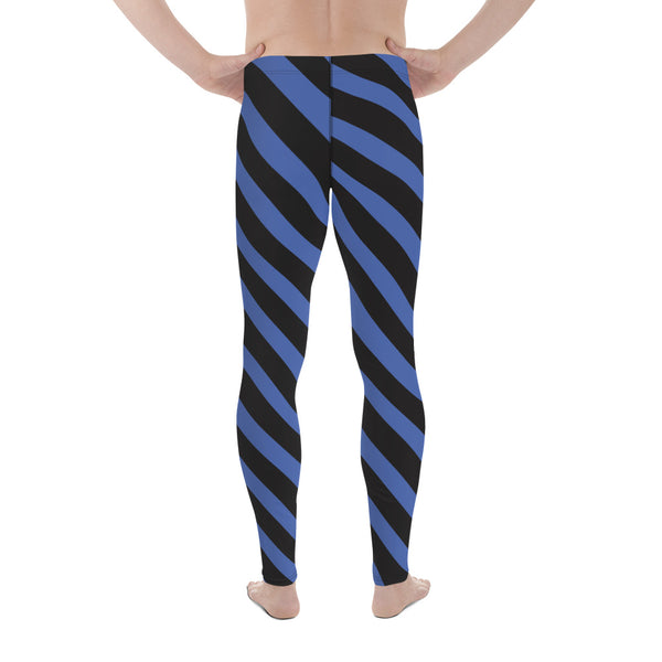 Blue Diagonal Striped Meggings, Best Men's Leggings