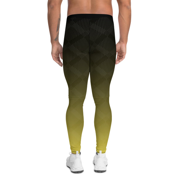 Black Yellow Abstract Meggings, Best Designer Men's Leggings