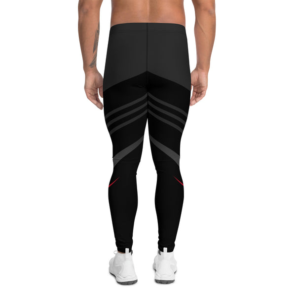 Black Red Graphic Striped Meggings, Best Men's Leggings