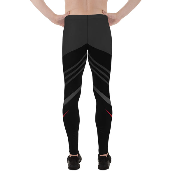 Black Red Graphic Striped Meggings, Best Men's Leggings