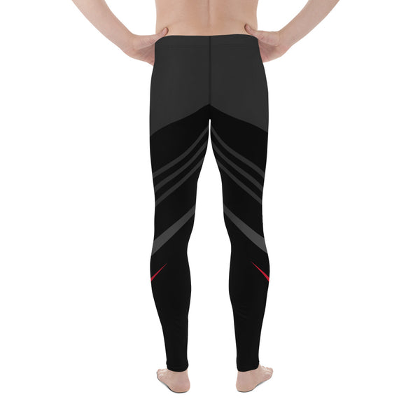 Black Red Graphic Striped Meggings, Best Men's Leggings