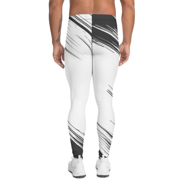 White Grey Abstract Meggings, Best Men's Leggings