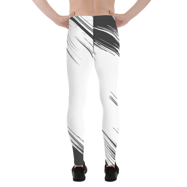 White Grey Abstract Meggings, Best Men's Leggings