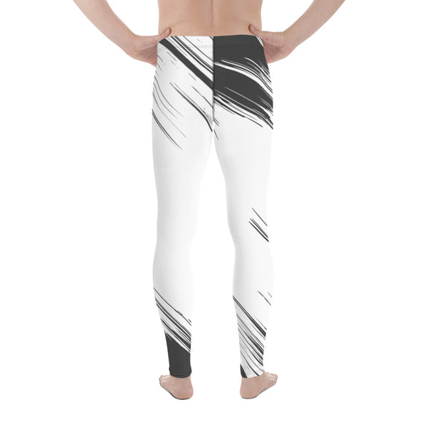 White Grey Abstract Meggings, Best Men's Leggings