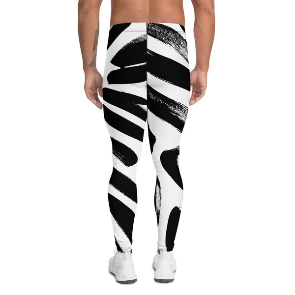 Black White Abstract Meggings, Best Men's Leggings