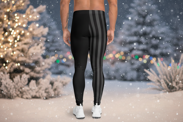 Grey Black Striped Meggings, Best Men's Leggings