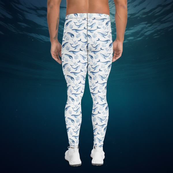 Blue Whale Print Meggings, Best Men's Leggings