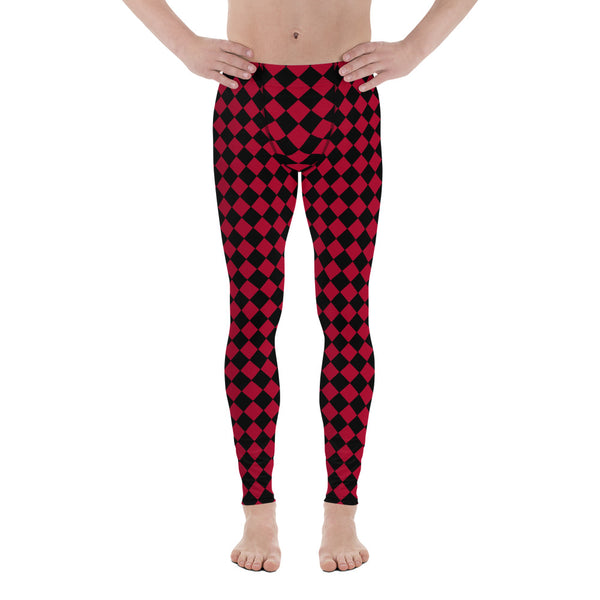 Black Red Checked Men's Leggings