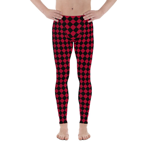 Black Red Checked Men's Leggings