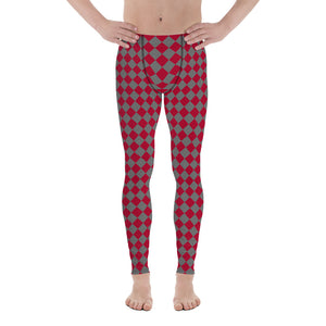 Grey Red Checkered Men's Leggings, Check Pants Men, Men's Plaid Pants, Checkered Pants, Designer Print Sexy Meggings Men's Workout Gym Tights Leggings, Men's Compression Tights Pants - Made in USA/ EU/ MX (US Size: XS-3XL) Checkered Leggings, Mens Plaid Pants, Fashion Men's Leggings&nbsp;