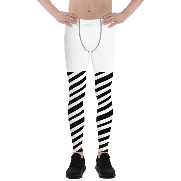 White Striped Men's Leggings