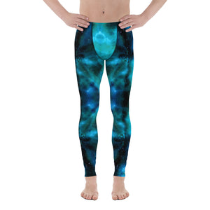 Blue Space Men's Leggings, Colorful Best Mens Galaxy Space Lightning Storm Pants, Thunder Lightning Leggings For Men-Made in USA/EU/MX (US Size: XS-3XL) Lighting Abstract Designer Print Sexy Meggings Men's Workout Gym Tights Leggings, Men's Compression Tights Pants&nbsp;&nbsp;