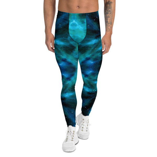 Blue Space Men's Leggings, Colorful Best Mens Galaxy Space Lightning Storm Pants, Thunder Lightning Leggings For Men-Made in USA/EU/MX (US Size: XS-3XL) Lighting Abstract Designer Print Sexy Meggings Men's Workout Gym Tights Leggings, Men's Compression Tights Pants&nbsp;&nbsp;