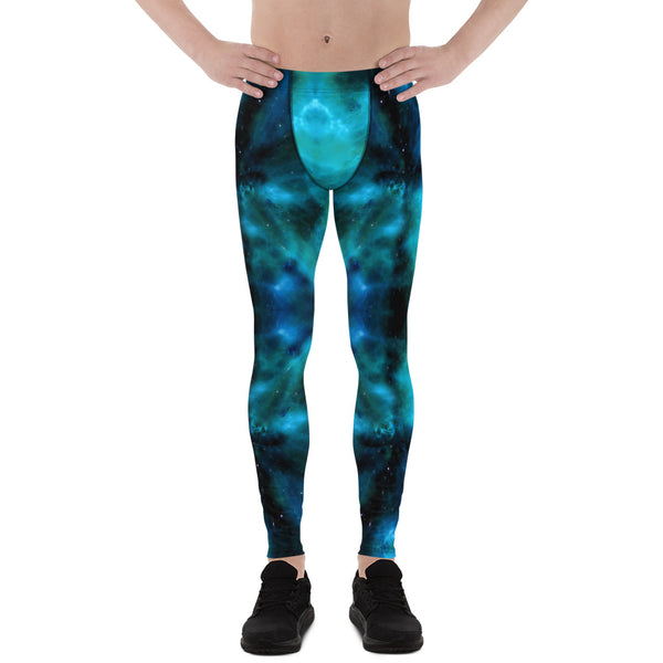 Blue Space Men's Leggings, Colorful Best Mens Galaxy Space Lightning Storm Pants, Thunder Lightning Leggings For Men-Made in USA/EU/MX (US Size: XS-3XL) Lighting Abstract Designer Print Sexy Meggings Men's Workout Gym Tights Leggings, Men's Compression Tights Pants&nbsp;&nbsp;