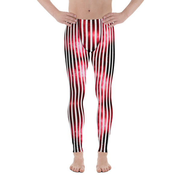 White Striped Red Men's Leggings