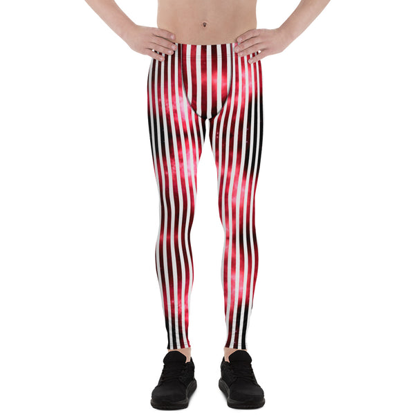 White Striped Red Men's Leggings