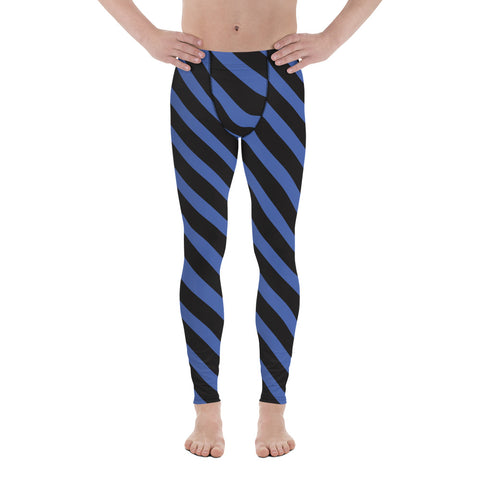 Blue Diagonal Striped Meggings, Best Men's Leggings