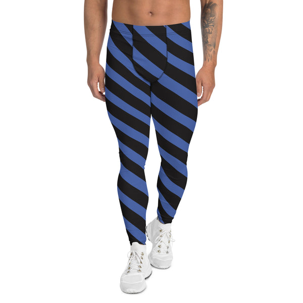 Blue Diagonal Striped Meggings, Best Men's Leggings