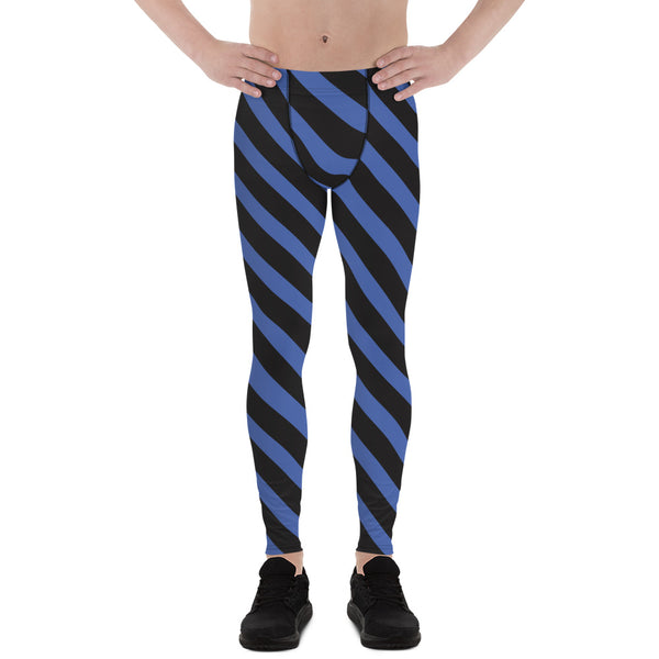 Blue Diagonal Striped Meggings, Best Men's Leggings