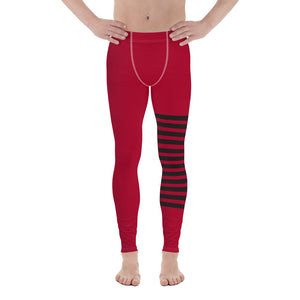 Red Black Striped Meggings, Best Horizontal Stripes Men's Leggings