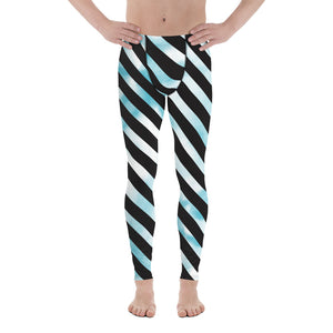 Black Diagonal Striped Meggings, Black Blue Tie Dye Abstract Designer Print Sexy Meggings Men's Workout Gym Tights Leggings, Men's Compression Tights Pants - Made in USA/ EU/ MX (US Size: XS-3XL)&nbsp;