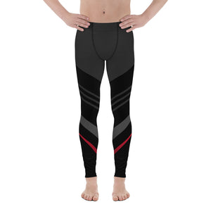 Black Red Graphic Striped Meggings, Best Men's Leggings