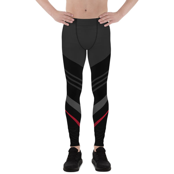 Black Red Graphic Striped Meggings, Best Men's Leggings