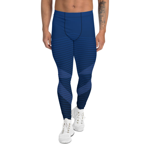 Blue Graphic Meggings, Abstract Designer Men's Leggings