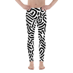 Black White Abstract Meggings, Best Designer Men's Leggings