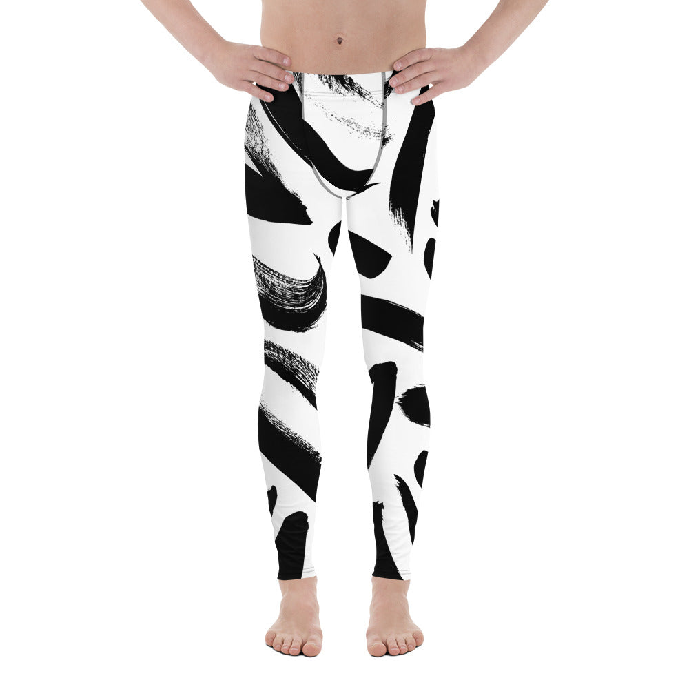 Black White Abstract Meggings, Best Men's Leggings