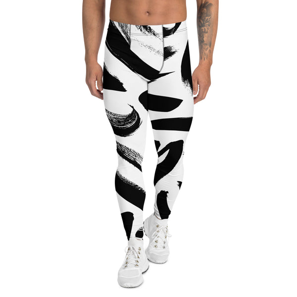 Black White Abstract Meggings, Best Men's Leggings