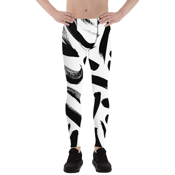 Black White Abstract Meggings, Best Men's Leggings