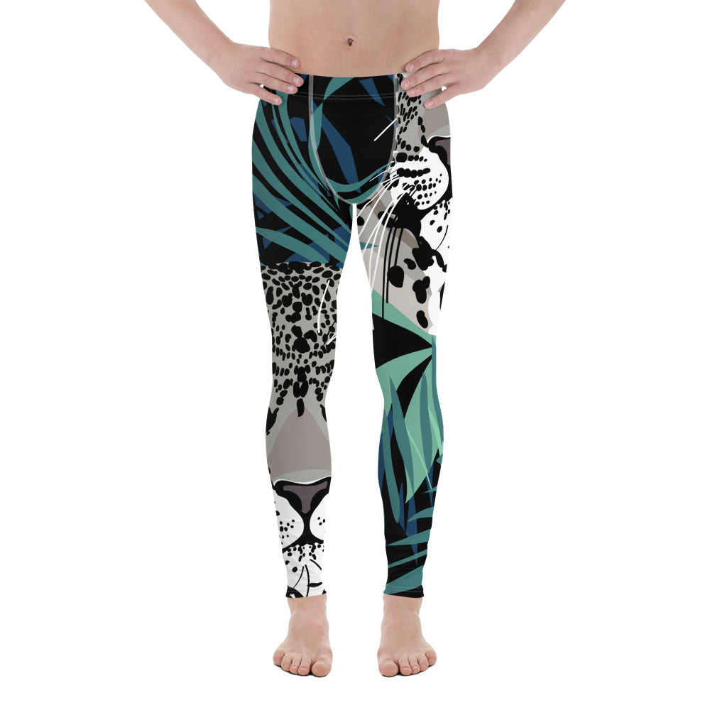 Leopard Print Best Men's Leggings, Tropical Animal Print Pattern Designer Print Sexy Meggings Men's Workout Gym Tights Leggings, Men's Compression Tights Pants - Made in USA/ EU/ MX (US Size: XS-3XL) Patterned Leggings For Men, Tights Workout, Men's Compression Pants, Mens Festival Leggings, Mens Leggings Fashion, Mens Tights&nbsp;