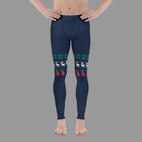 Christmas Reindeer Meggings, Holiday Men's Leggings