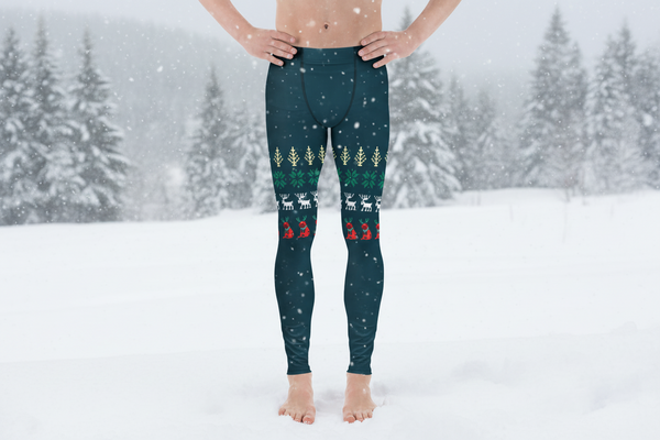 Green Christmas Print Men's Leggings