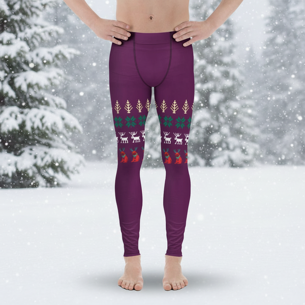 Purple Christmas Reindeer Meggings, Best Men's Leggings